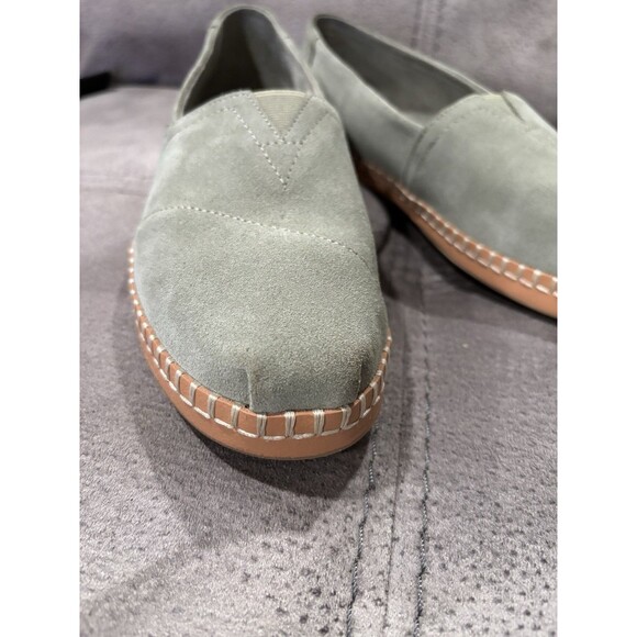 Toms Women’s Size 9 Alpargata Vetiver Suede Leather Wrap Gray Green SlipOn Shoes - Picture 5 of 11